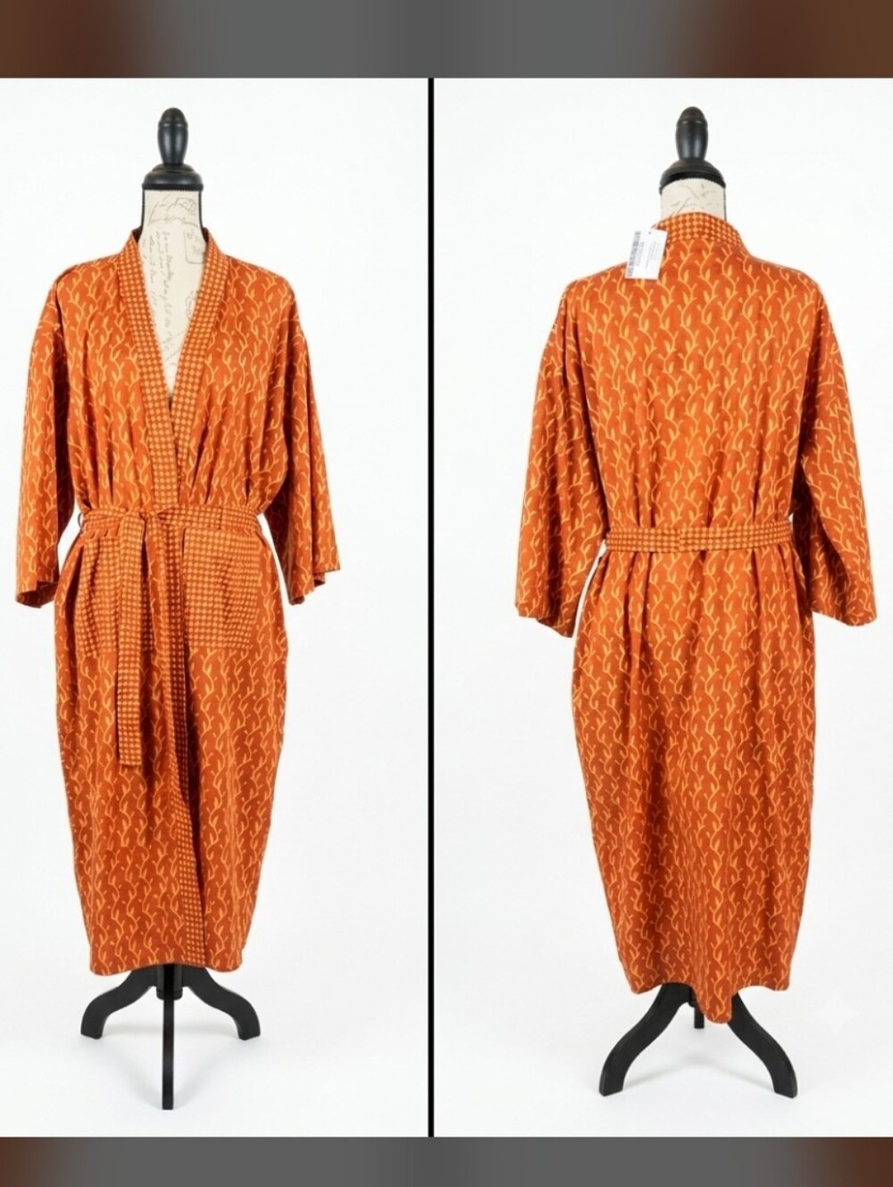 Amisha Kerala Long Robe Rust Vines L/XL India